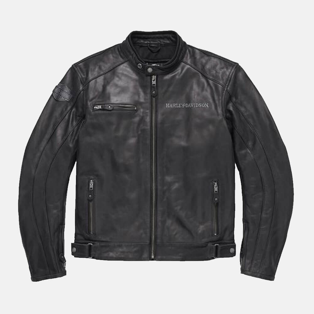 Harley-Davidson Skull Embroidry Leather Jacket