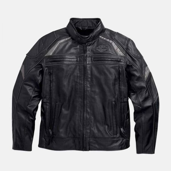 Harley-Davidson Men's Black Reflective Medallion Leather Jacket