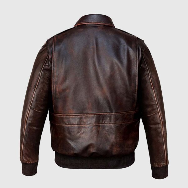 Mens A2 AviatorMens A2 Flight Bomber Leather Jacket - Cafe Racer Vintage A-2 Real Leather Jackets US Air Force Flight Pilot Distressed Brown Bomber Leather Jacket