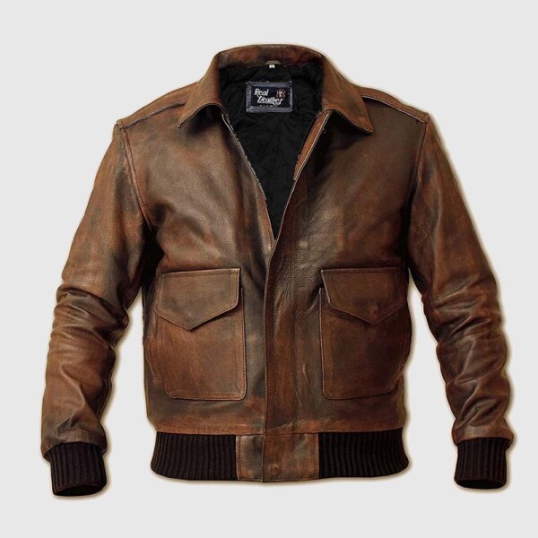 Mens A2 Flight Bomber Leather Jacket – Cafe Racer Vintage A-2 Real Leather Jackets