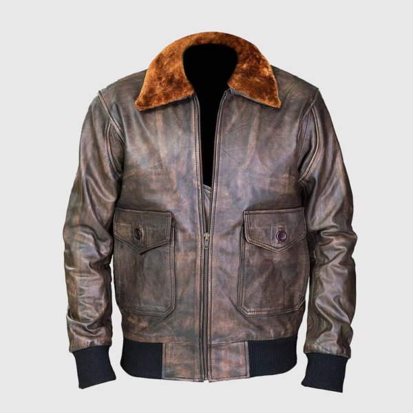Aviator G-1 Distressed Brown Real Leather Bomber Flight Jacket