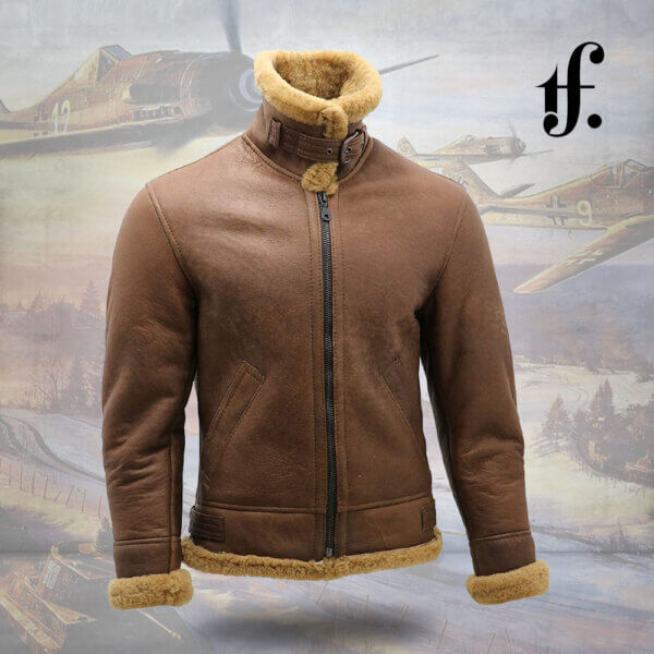 Men's B3 Ginger Real Sheepskin Leather Bomber Jacket