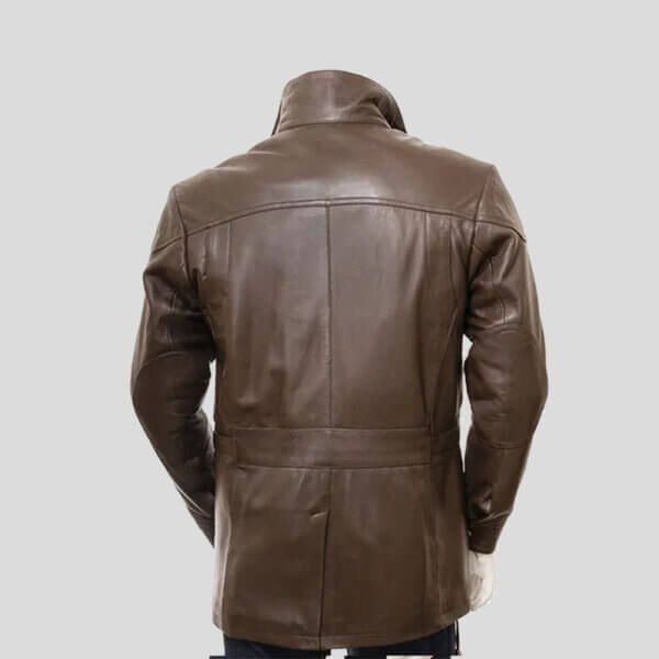 Men’s Brown Leather Jacket with button