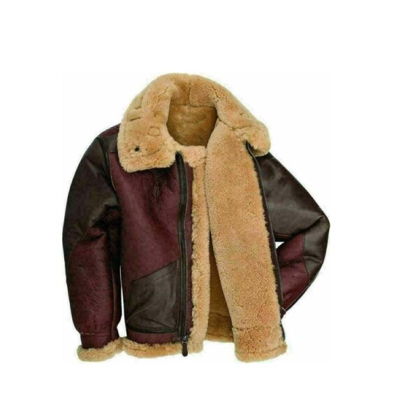 Men's Maroon Genuine Sheepskin Leather Jacket