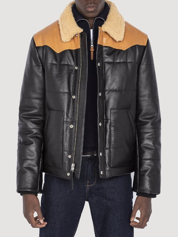 Modern Look Puffer Leather Jacket Mens