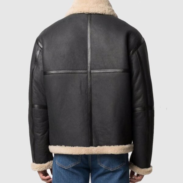 Moschino logo-plaque shearling jacket aviator leather jacket