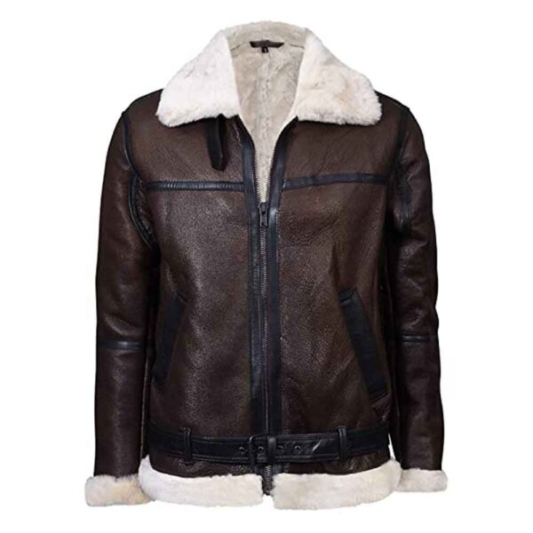 dark brown shearling jacket